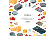 Vector cooking food isometric background