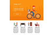 Vector delivery flat elements website landing page template illustration