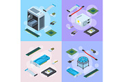 Vector isometric electronic devices concept illustration