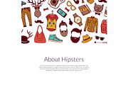 Vector hipster doodle icons background with place for text illustration