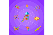 Vector isometric playground objects concept illustration