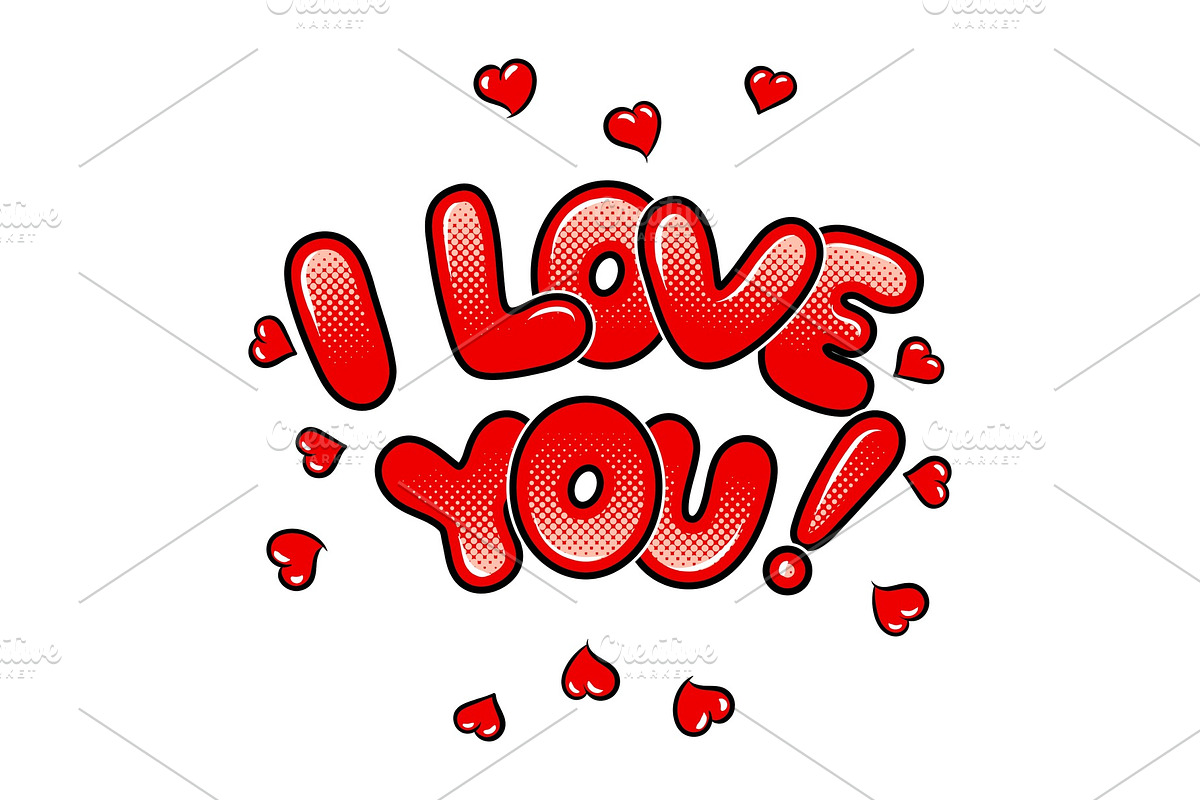 I love you words comic book pop art vector in Illustrations - product preview 8