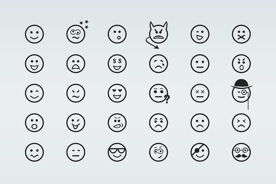 30 Smiley Line Icons in Smiley Icons - product preview 8