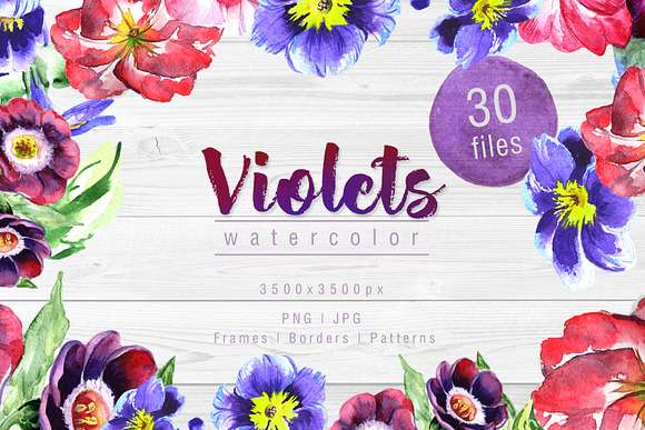 Bundle watercolor flowers 4 products in Illustrations - product preview 2