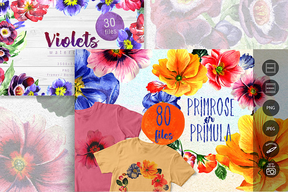 Bundle watercolor flowers 4 products in Illustrations - product preview 3