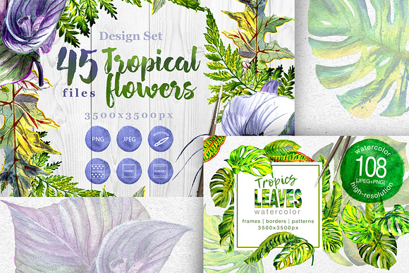 Bundle watercolor flowers 4 products in Illustrations - product preview 4