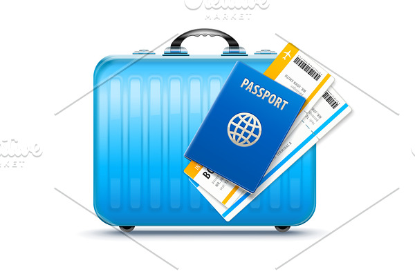 Suitcase for travel with passport