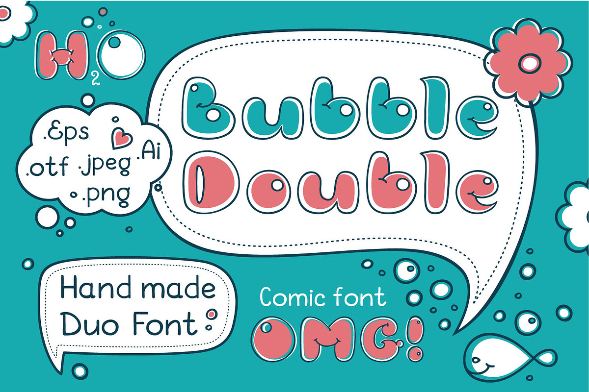Bubble Double Duo font. Comic in Display Fonts - product preview 8
