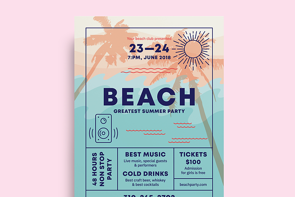 Beach Poster Template in Flyer Templates - product preview 2