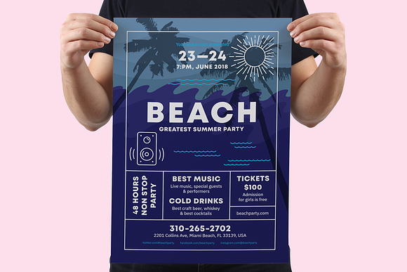 Beach Poster Template in Flyer Templates - product preview 3