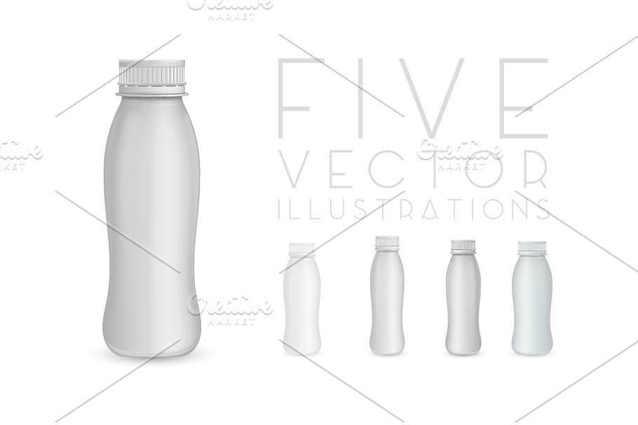 Yogurt plastic bottles in Product Mockups - product preview 8