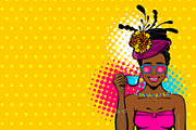 3 Afro girl Pop Art Layered vector