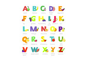 Fruit alphabet vector alphabetical vegetables font and fruity apple banana letter illustration alphabetically set of abc text with watermelon tomato and strawberry isolated on white background