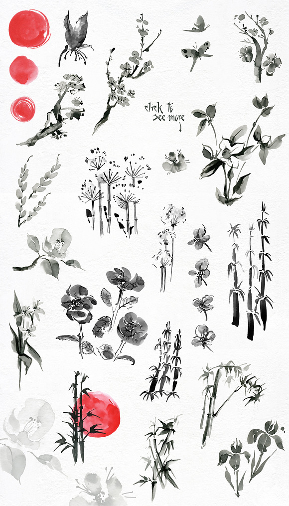 Sumi-e. Japanese ink painting. in Illustrations - product preview 2