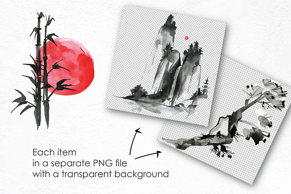 Sumi-e. Japanese ink painting. in Illustrations - product preview 4