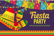 Colorful design of fiesta party card