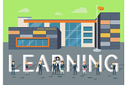 Learning in Upper School Flat Style Vector Concept