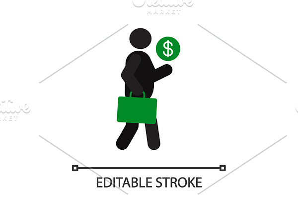Person holding briefcase and dollar sign silhouette icon