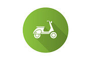 Scooter side view flat design long shadow glyph icon