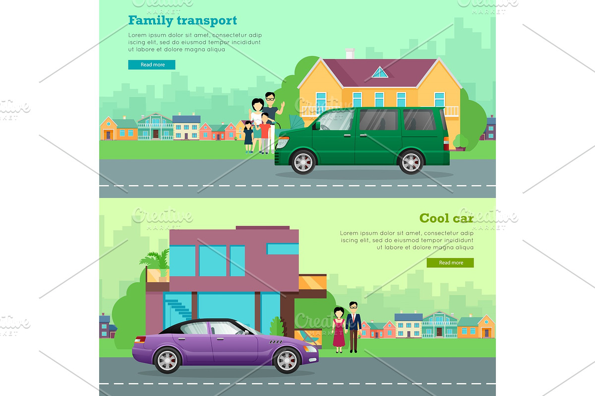 Transport. Set of Icons. Cool Car. Family Auto in Illustrations - product preview 8