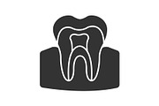 Tooth anatomical structure glyph icon
