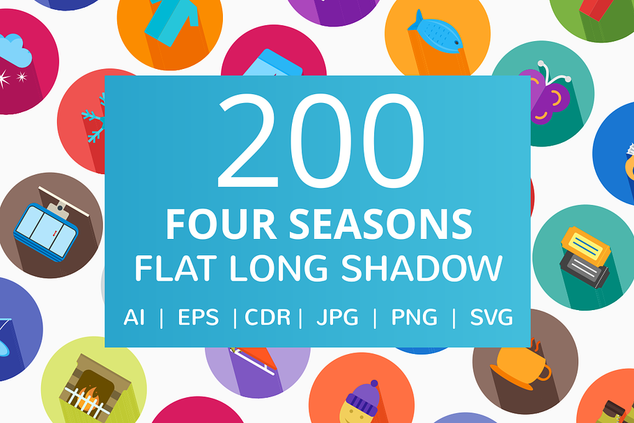 200 Four Seasons Flat Icons in Graphics - product preview 8