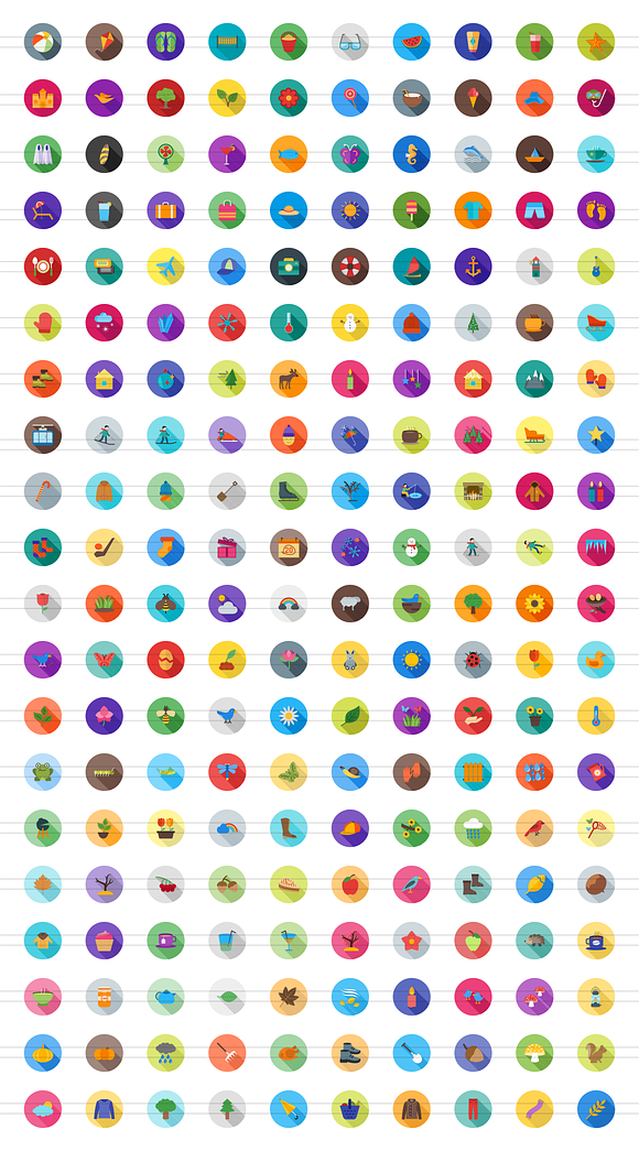 200 Four Seasons Flat Icons in Graphics - product preview 1