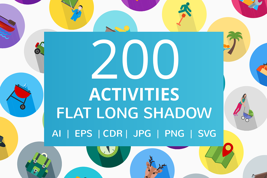 200 Activities Flat Icons
