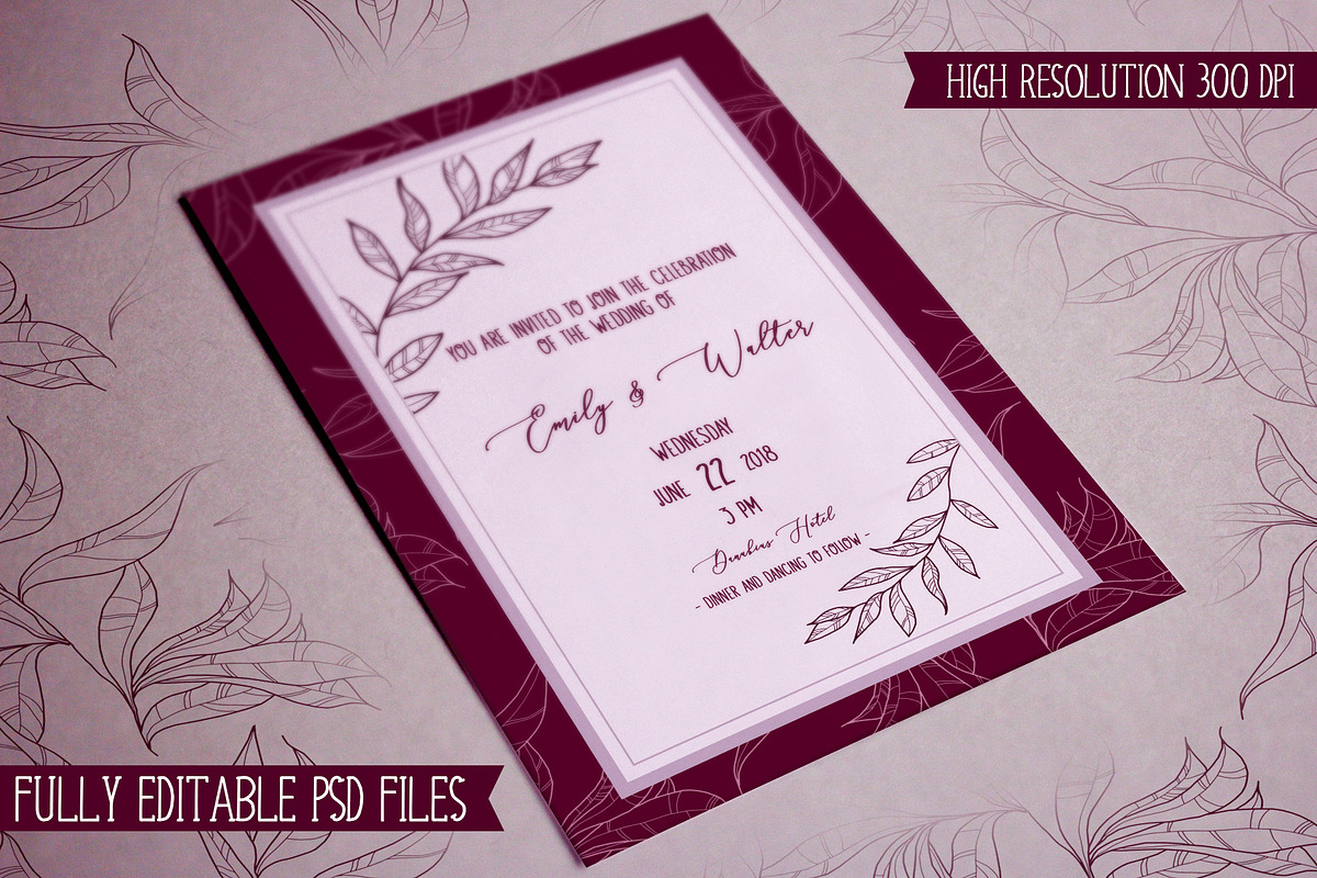 Emily Wedding Invitation Suite  in Wedding Templates - product preview 8
