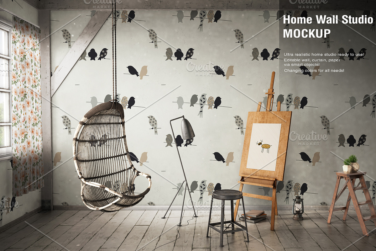 Home Wall Studio Mock-up in Product Mockups - product preview 8