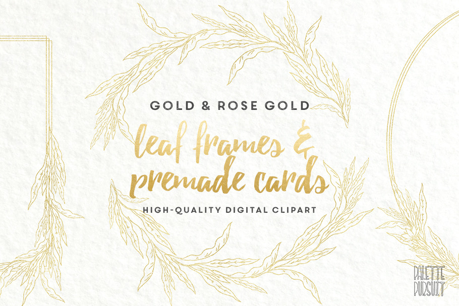 Gold & rose gold leaf frames borders