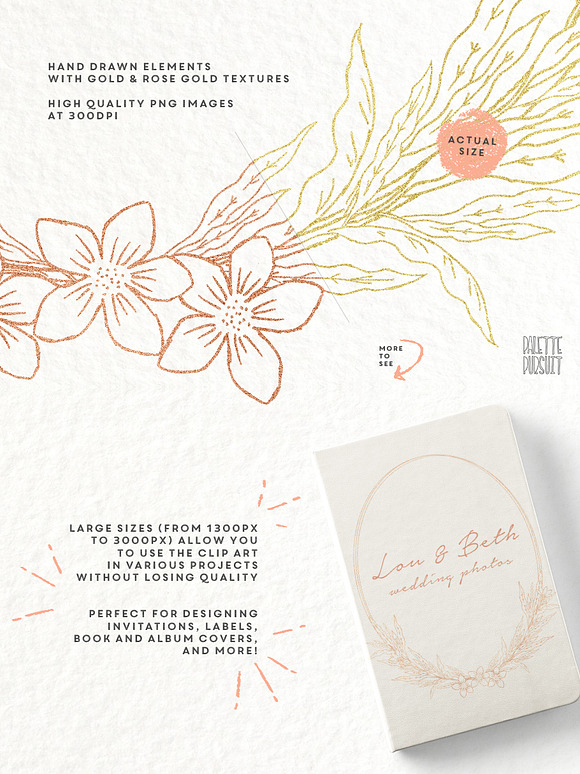 Gold & rose gold leaf frames borders in Illustrations - product preview 1