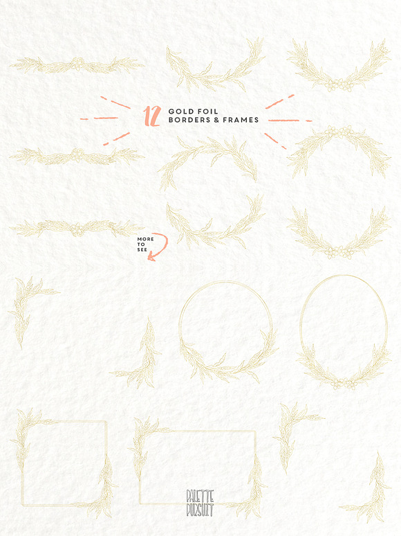Gold & rose gold leaf frames borders in Illustrations - product preview 2