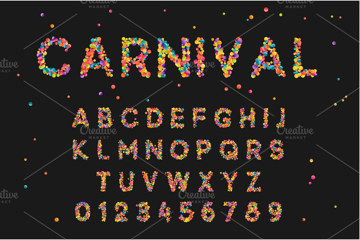 Font alphabet of colored confetti. in Symbol Fonts - product preview 8