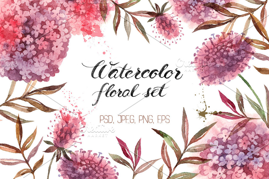 Watercolor Floral Set in Illustrations - product preview 8