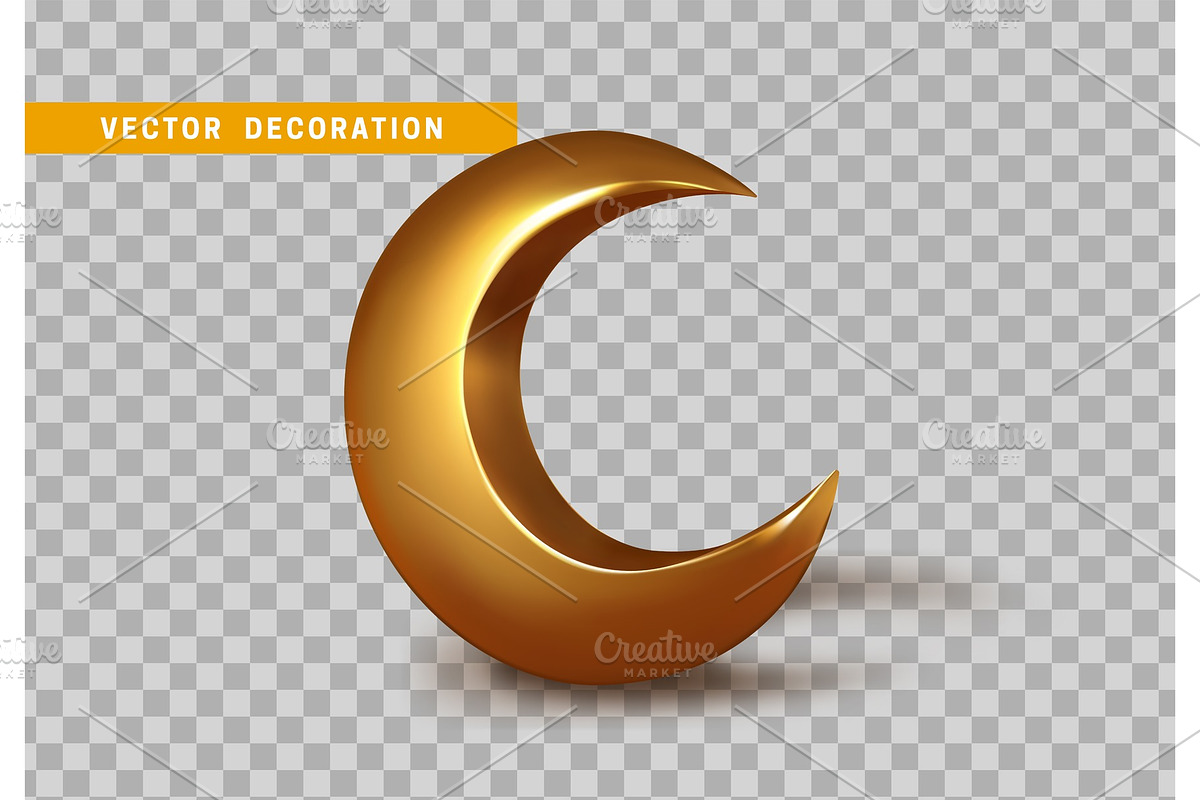 Golden crescent 3d design isolated on transparent background in Illustrations - product preview 8