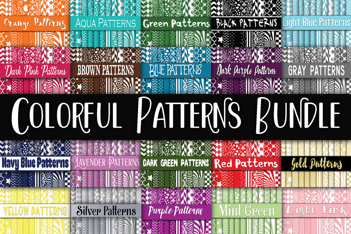 Colorful Patterns Digital Paper  in Patterns - product preview 8
