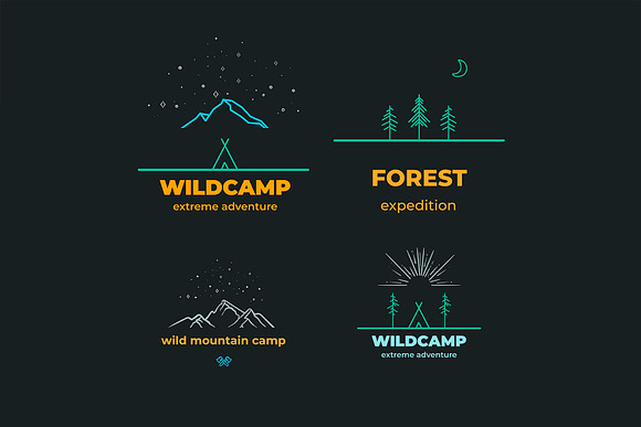 Camping linear Badges in Illustrations - product preview 1