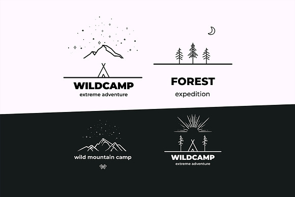 Camping linear Badges in Illustrations - product preview 2
