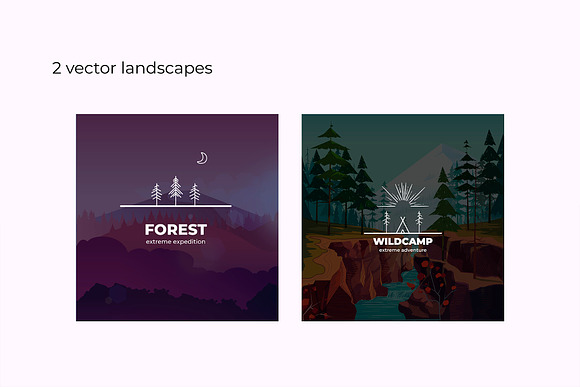 Camping linear Badges in Illustrations - product preview 3