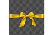 Realistic golden bow and ribbon. Element for decoration gifts, greetings, holidays, vector illustration.