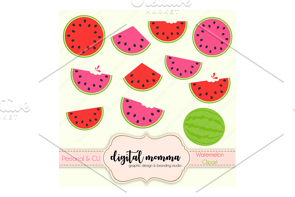 Watermelon Clipart Set