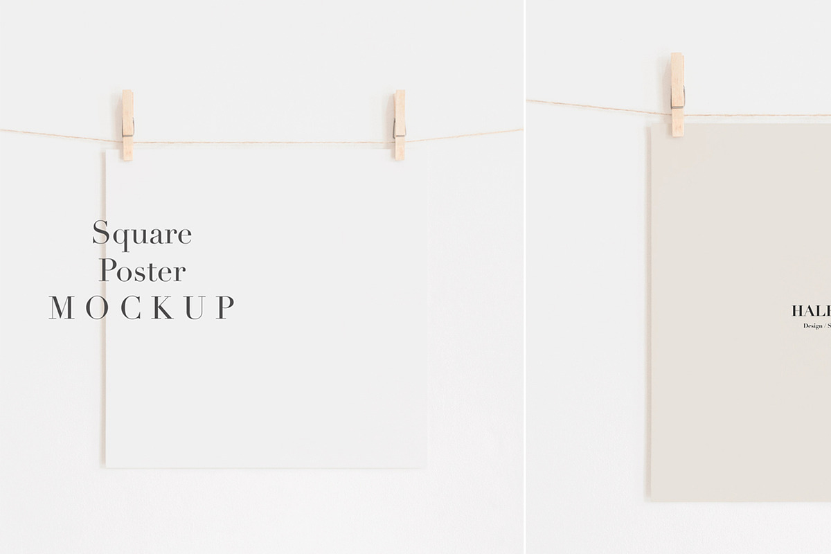 Mockup Minimalist 1x1 Poster Hanger in Graphics - product preview 8