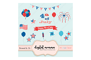 Fourth Of July Clipart Set
