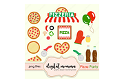 Pizza Party Clipart Set