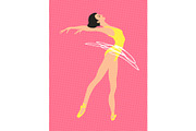Vector elegant ballet dancer illustration on a retro vintage background.