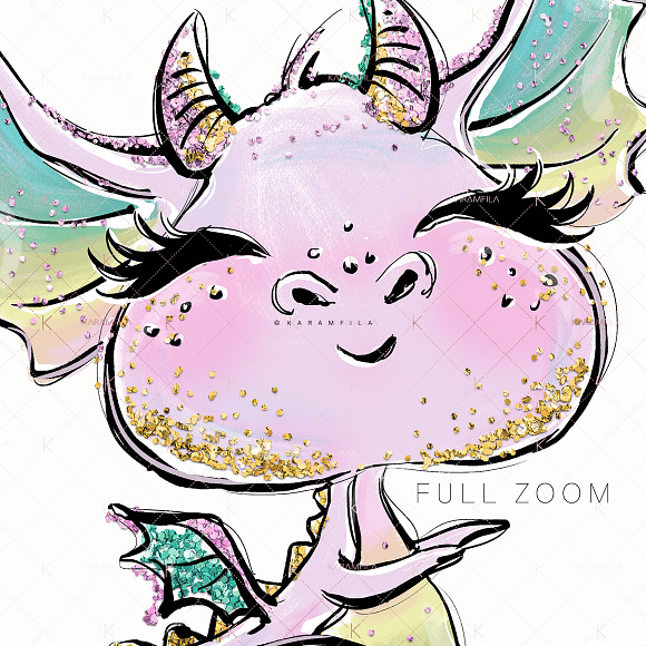 Cute Dragons Clipart in Illustrations - product preview 4