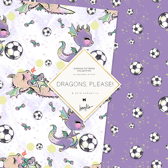 Cute Dragon Patterns in Patterns - product preview 1