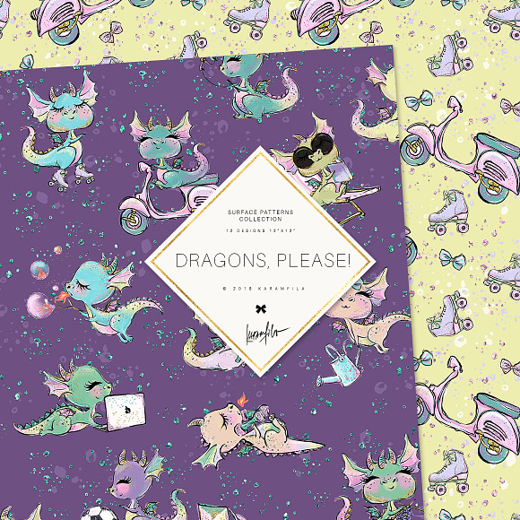 Cute Dragon Patterns in Patterns - product preview 2