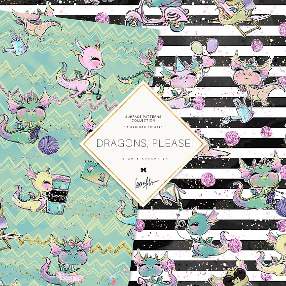 Cute Dragon Patterns in Patterns - product preview 3